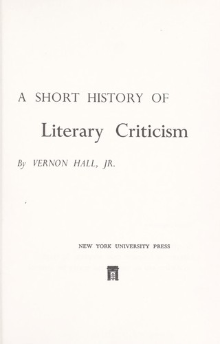 A short history of literary criticism