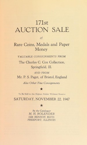 171st auction sale of rare coins, medals, and paper money