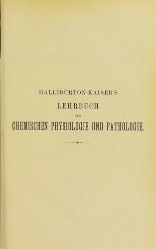 Lehrbuch der chemischen Physiologie und Pathologie