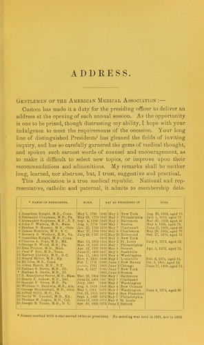 Address of Joseph M. Toner, M.D., President of the Association
