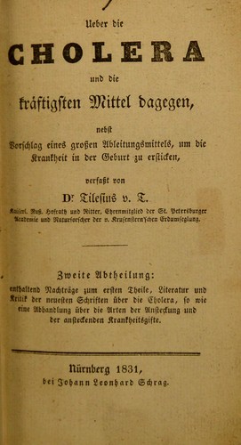 Ueber die Cholera, und die kräftigsten Mittel dagegen