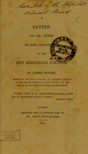 A letter to Dr Jones on the chemical composition of the eau medicinale d'Husson