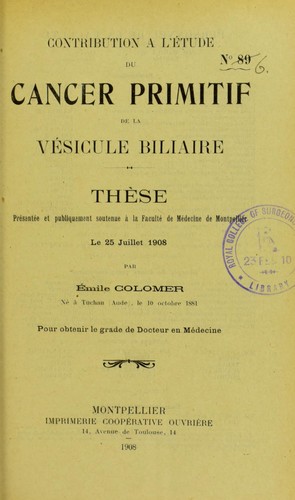 Contribution ©  l'©♭tude du cancer primitif de la v©♭sicule biliaire