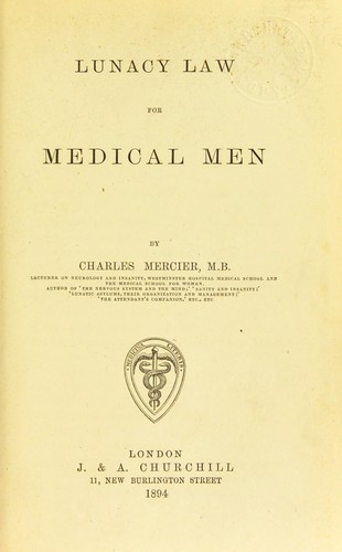 Lunacy law for medical men