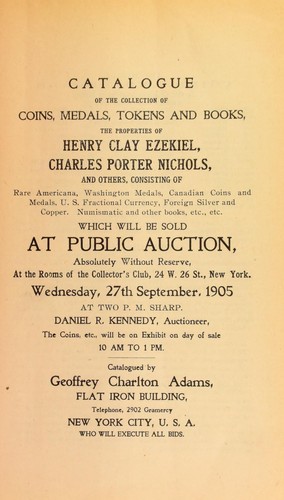 Catalogue of the collection of coins, medals, tokens and books