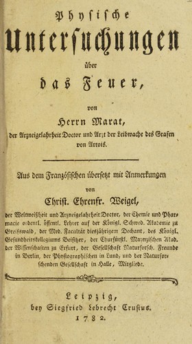 Physische Untersuchungen ©ơber das Feuer ...