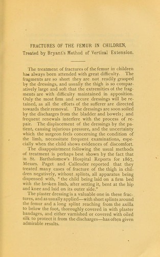 Fractures of the femur in children, treated by Bryant's method of vertical extension