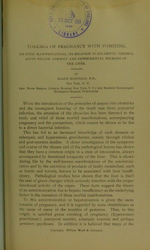 Toxemia of pregnancy with vomiting