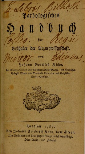 Pathologisches Handbuch f©ơr Liebhaber der Arzneywissenschaft