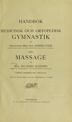 Handbok i medicinsk och ortopedisk gymnastik