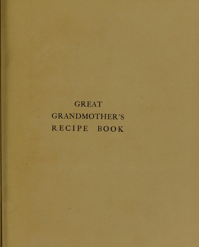 Great grandmother's recipe book