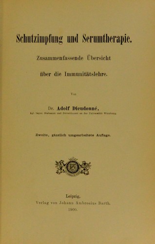 Schutzimpfung und Serumtherapie