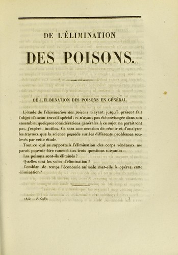 De l'©♭limination des poisons