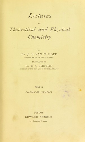 Lectures on theoretical and physical chemistry