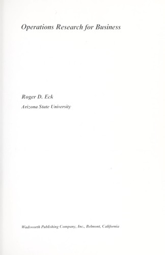 Operations research for business