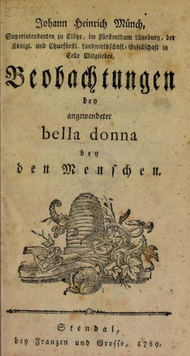 Beobachtungen bey angewendeter Bella Donna bey den Menschen