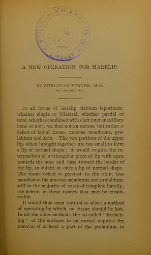 A new operation for harelip