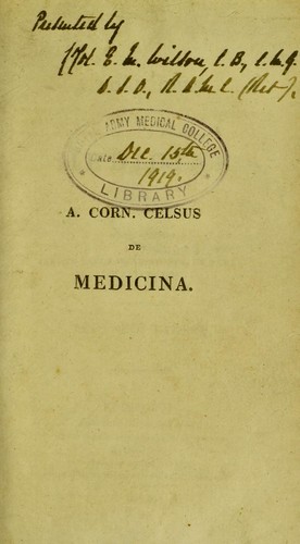 A. Corn. Celsi de medicina libri octo