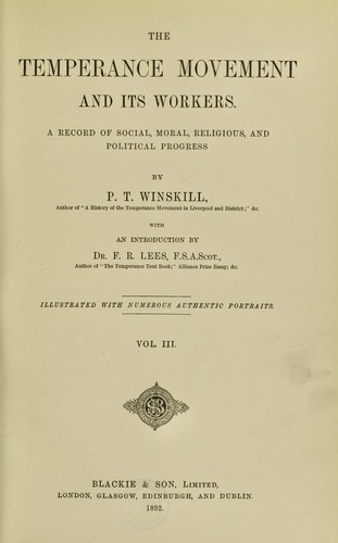 The temperance movement and its workers