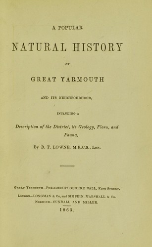 A popular natural history of Great Yarmouth and its neighbourhood