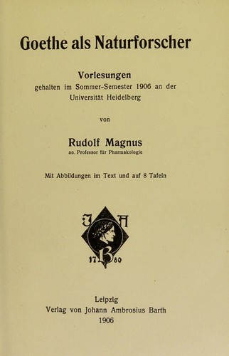 Goethe als Naturforscher