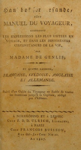 Handbok f©œr resande, eller Manuel du voyageur