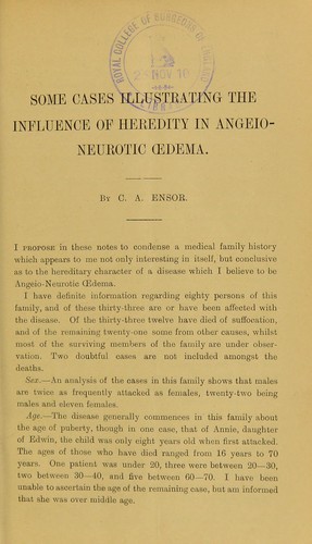 Some cases illustrating the influence of heredity in angeioneurotic oedema