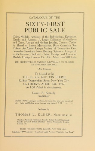 Catalogue of the sixty-first public sale