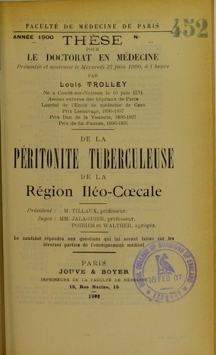 De la p©♭ritonite tuberculeuse de la r©♭gion il©♭o-coecale