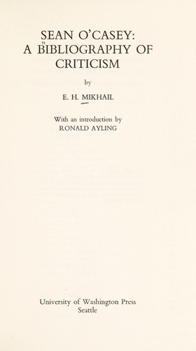 Sean O'Casey: a bibliography of criticism