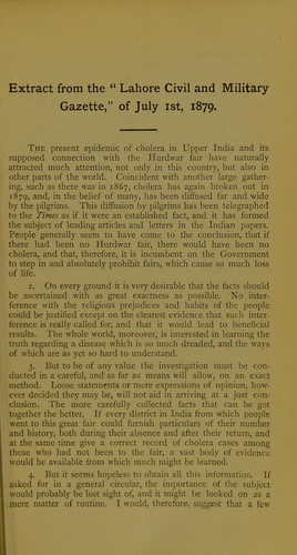 The propagation of cholera by human intercourse