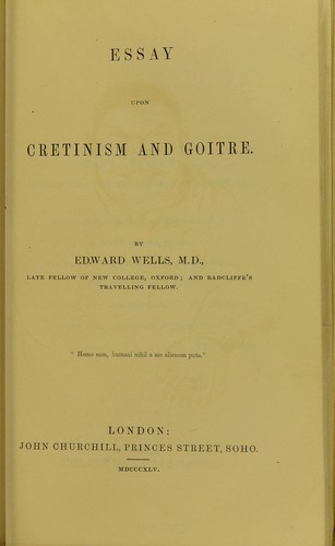 Essay on cretinism and goitre
