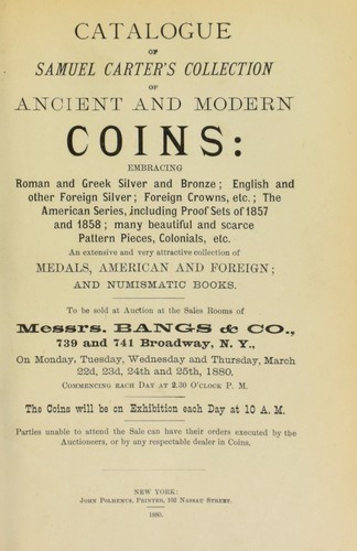 Catalogue of Samuel Carter's collection of ancient and modern coins ...