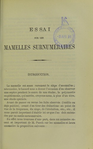 Essai sur les mamelles surnum©♭raires