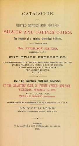 Catalogue of United States and foreign silver and copper coins ...