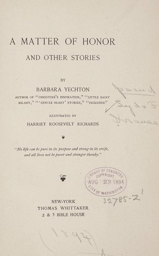 A matter of honor, and other stories