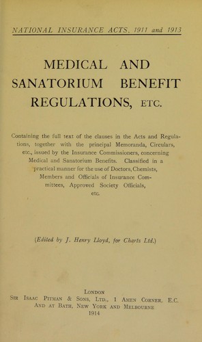 Medical and sanatorium benefit regulations, etc. ...