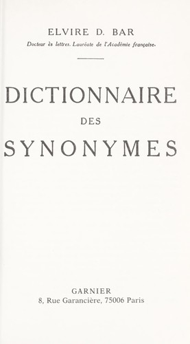 Dictionnaire des synonymes