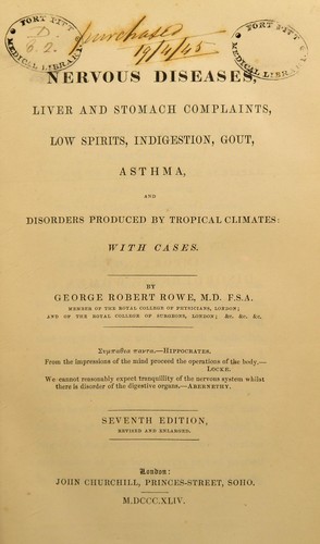 Nervous diseases, liver and stomach complaints, low spirits, indigestion, gout, asthma and disorders produced by tropical climates ...