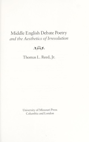 Middle English debate poetry and the aesthetics of irresolution