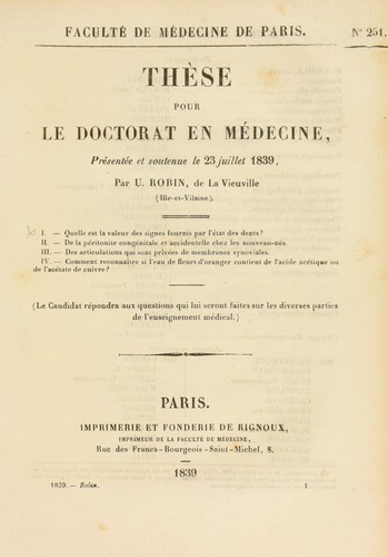 Th©·se pour le doctorat en m©♭decine