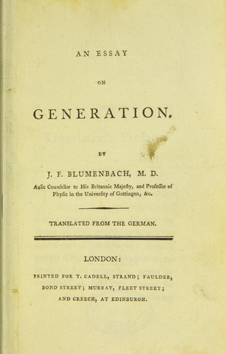 An essay on generation