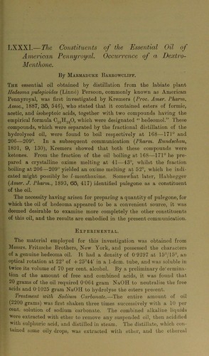 The constituents of the essential oil of American pennyroyal