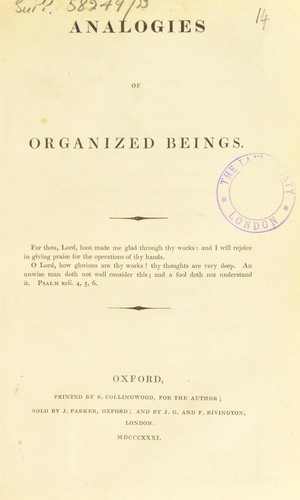 Analogies of organized beings ...