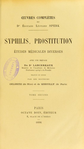 Syphilis, prostitution : ©♭tudes m©♭dicales diverses