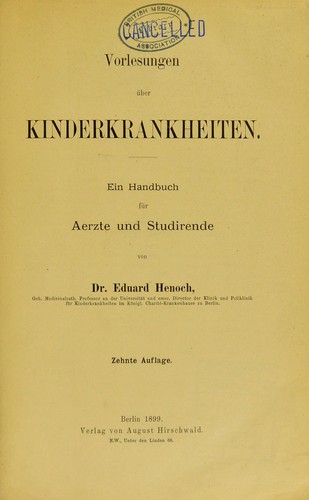Vorlesungen ©ơber Kinderkrankheiten