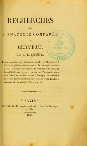 Recherches sur l'anatomie compar©♭e du cerveau