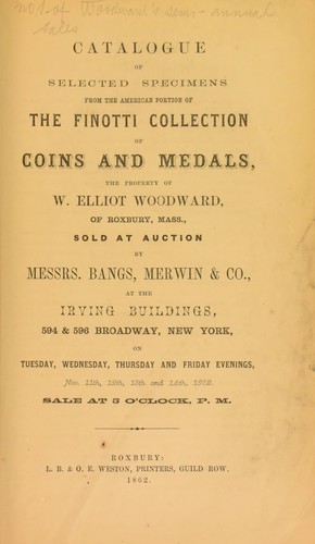 Catalogue of selected specimens from the American portion of the Finotti collection of coins and medals