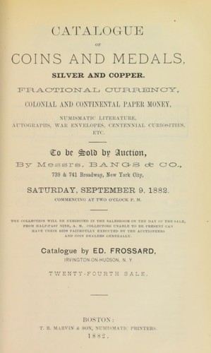 Catalogue of coins and medals, silver and copper ...