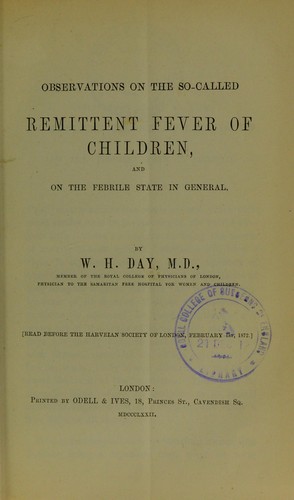 Observations on the so-called remittent fever of children